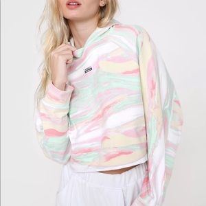 Adidas Pastel Marble Crop Hoodie